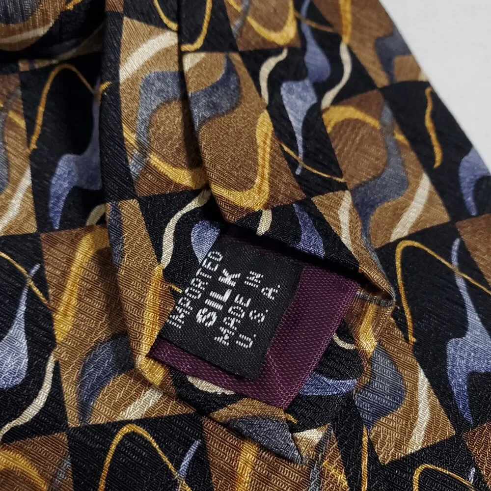 Jerry Garcia Tie Silk Brown Black Gray Abstract 3.5